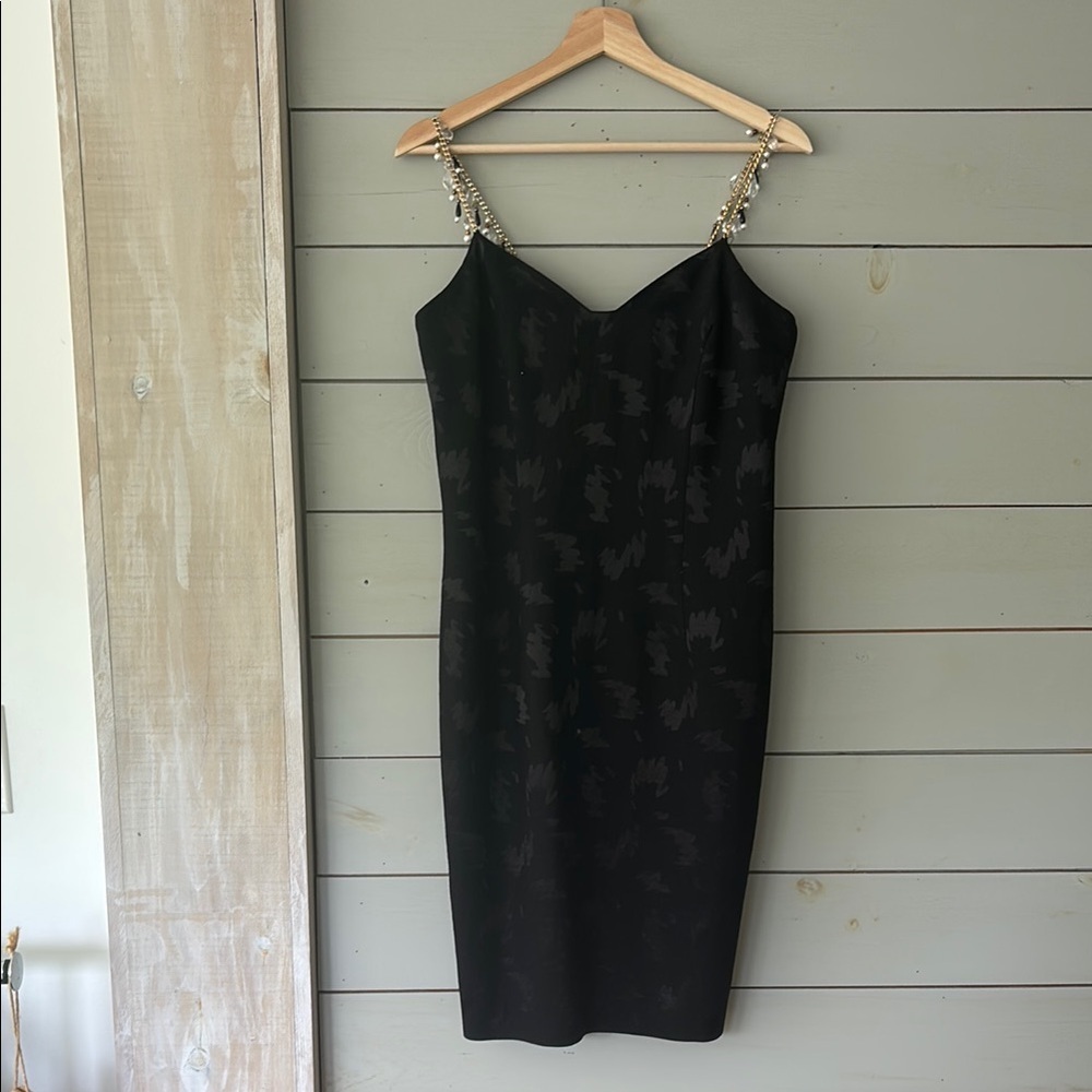 Vintage Jackie K Little Black Dress | Beaded Straps | Size 9/10 (M)